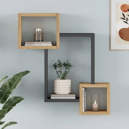 Hanah Home Ars3-Sa Estantería de Pared Roble y Antracita